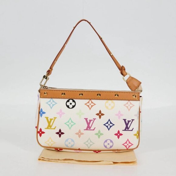 LOUIS VUITTON Multicolor Pochette Accessoires Pouch White M92649 LV Auth 129011V - Picture 13 of 16